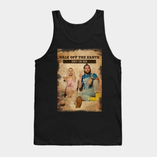 Vintage Old Paper 80s Style Walk Off The Earth Tank Top